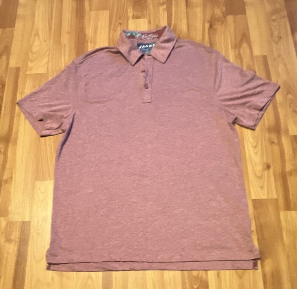 Jachs New York Men's Polo Shirt Pink L Regular Fit Solid Short Sleeve Button